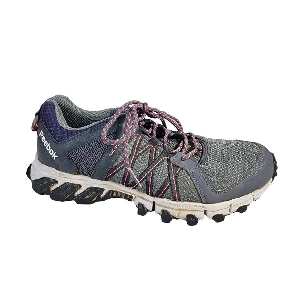 Reebok Microweb Gray Pink Lace Up Running Athletic Shoes Sneakers
